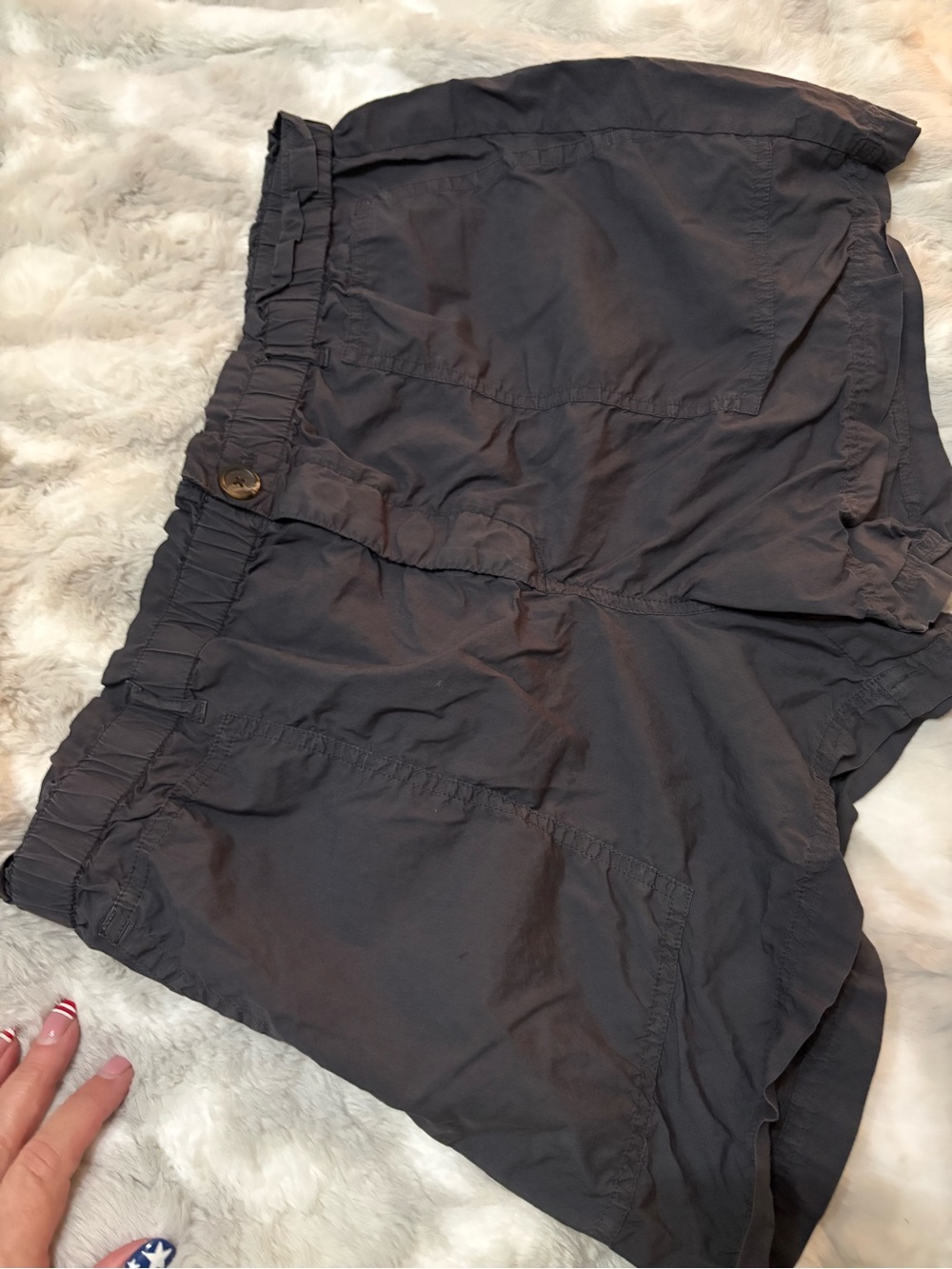Casual Elastic Waist Dark Gray Shorts L